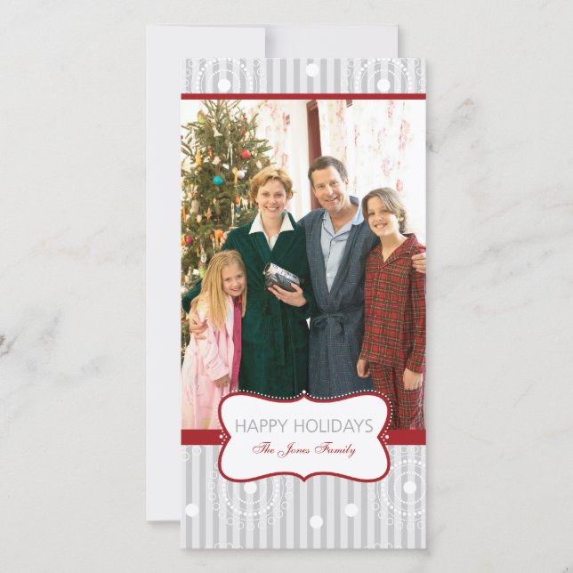 Cartes Pour Fêtes Annuelles Cercles de Noël - Argent Rouge (Devant)