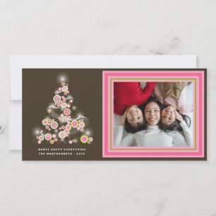 Cartes Pour Fêtes Annuelles Cercles rétro rose étincelant Arbre de Noël Photo