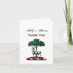 Cartes Pour Fêtes Annuelles Cerf Daim devant un Arbre Emblème de Blason Crête