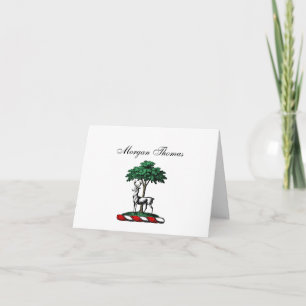 Cartes Pour Fêtes Annuelles Cerf Daim devant un Arbre Emblème de Blason Crête