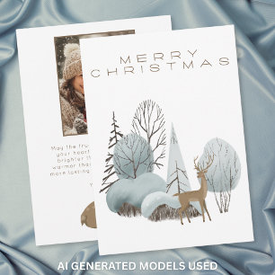Cartes Pour Fêtes Annuelles Cerf de la forêt hivernale Joyeux Noël Photo