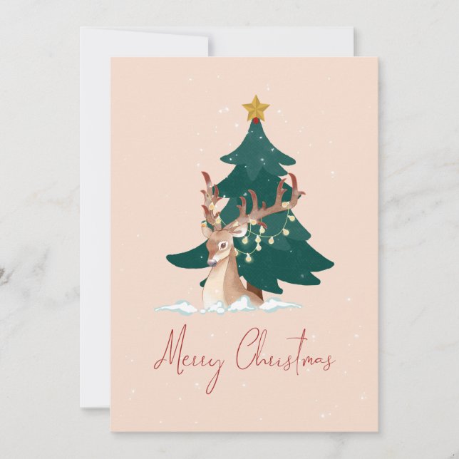 Cartes Pour Fêtes Annuelles Cerf de Noël (Devant)