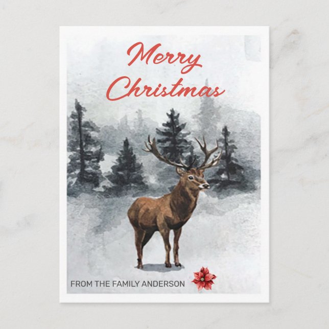 Cartes Pour Fêtes Annuelles Cerf de Noël (Devant)