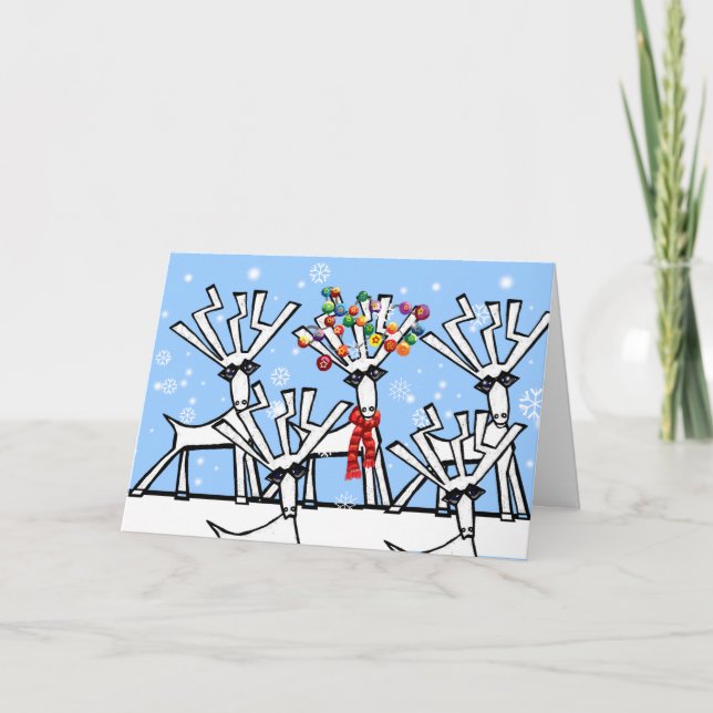 Cartes Pour Fêtes Annuelles Cerf de Noël (Devant)