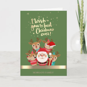 Cartes Pour Fêtes Annuelles Cerf de Noël, Compagnie Santa Claus Vacances
