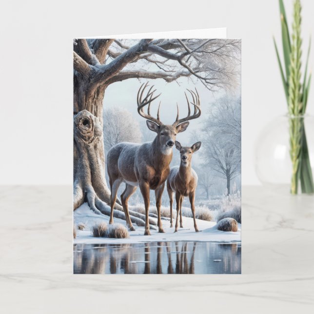 Cartes Pour Fêtes Annuelles Cerf De Noël Par Icy Pond (Devant)