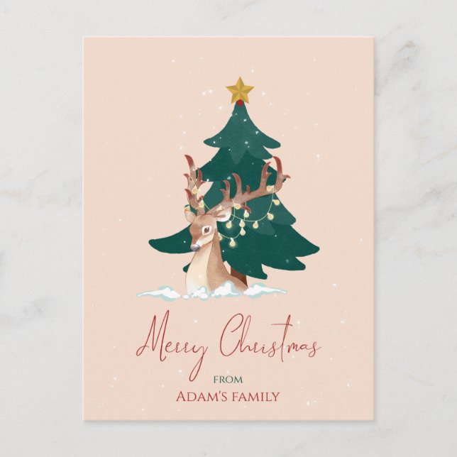 Cartes Pour Fêtes Annuelles Cerf de Noël personnalisable (Devant)