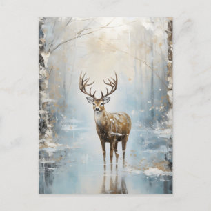 Cartes Pour Fêtes Annuelles Cerf des bois de la forêt glaciale