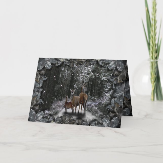 Cartes Pour Fêtes Annuelles Cerf d'hiver (Devant)