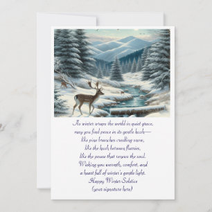 Cartes Pour Fêtes Annuelles Cerf du solstice d'hiver dans la neige