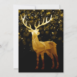 Cartes Pour Fêtes Annuelles Cerf géométrique polygone doré