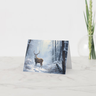Cartes Pour Fêtes Annuelles Cerf majestueux dans Splendor Peinture à l'huile