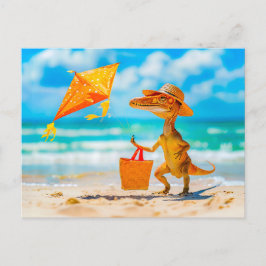 Cartes Pour Fêtes Annuelles Cerf-volant Dino à la plage