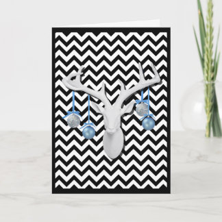 Cartes Pour Fêtes Annuelles Cerfs communs blancs avec les ornements bleus des