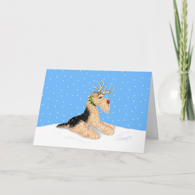 Cartes Pour Fêtes Annuelles Cerfs communs de Dale de Noël d'Airedale Terrier (Devant)