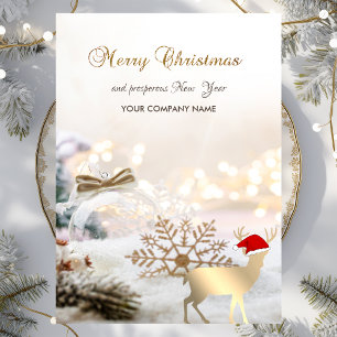 Cartes Pour Fêtes Annuelles Cerfs de Noël élégants, Boules, Flocons de neige