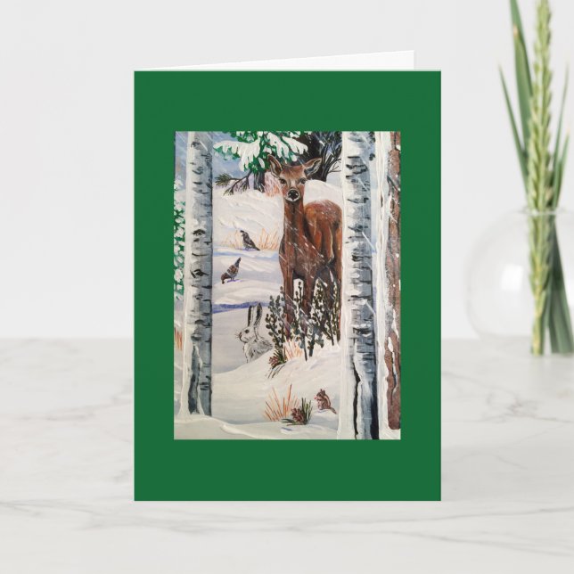 Cartes Pour Fêtes Annuelles Cerfs et amis de Noël (Devant)
