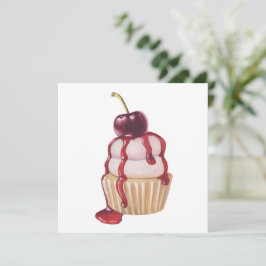 Cartes Pour Fêtes Annuelles Cerise Cupcake