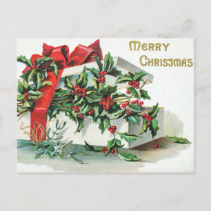 Cartes Pour Fêtes Annuelles Cerise de Noël Art vintage avec voeux vacances p