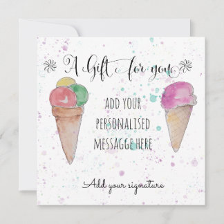 Cartes Pour Fêtes Annuelles Certificat cadeau avec glace aquarelle