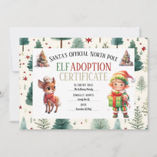 Cartes Pour Fêtes Annuelles Certificat d'adoption de Noël Elf