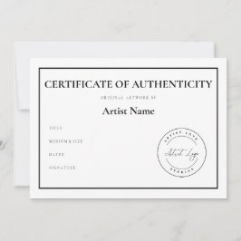 Cartes Pour Fêtes Annuelles Certificat d'authenticité du logo personnalisé pou