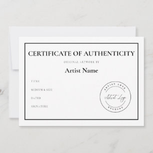 Cartes Pour Fêtes Annuelles Certificat d'authenticité du logo personnalisé pou