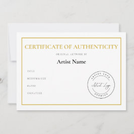 Cartes Pour Fêtes Annuelles Certificat d'authenticité du logo personnalisé pou