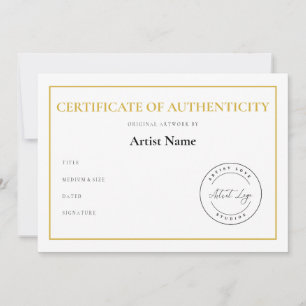Cartes Pour Fêtes Annuelles Certificat d'authenticité du logo personnalisé pou