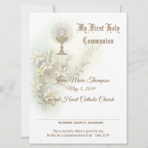 Cartes Pour Fêtes Annuelles Certificat traditionnel de première sainte communi