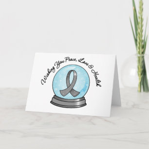 Cartes Pour Fêtes Annuelles Cerveau Cancer Ruban Joyeux Noël Snowglobe