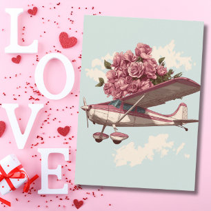Cartes Pour Fêtes Annuelles Cessna Avion transporte Photo de Bouquet de Fleurs