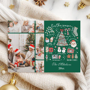 Cartes Pour Fêtes Annuelles C'Est La Saison 5 Photo Retro Green Noël