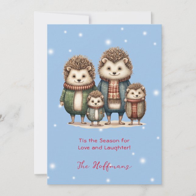 Cartes Pour Fêtes Annuelles C'Est La Saison Animaux De Noël Hérisson Mignonne (Devant)