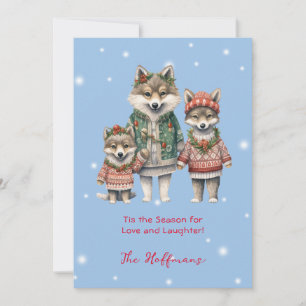 Cartes Pour Fêtes Annuelles C'Est La Saison Animaux De Noël Loups Mignonnes