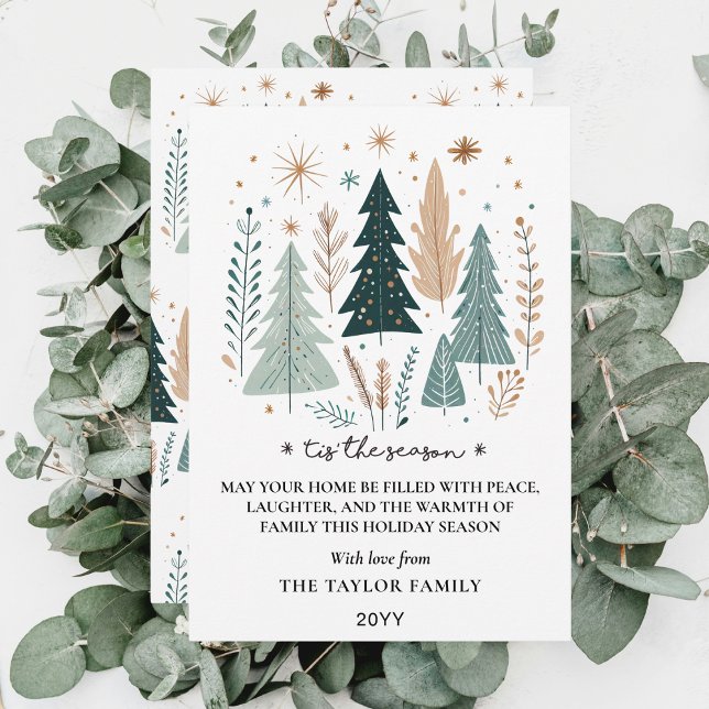 Cartes Pour Fêtes Annuelles C'est la Saison Arbres de Noël Bohèmes Botaniques (Tis the Season Boho Botanical Christmas Trees Holiday Card
)