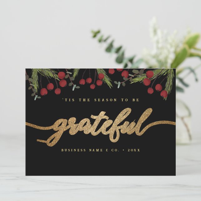 Cartes Pour Fêtes Annuelles C'est la saison d'être gracieux Holly Custom logo (Debout devant)