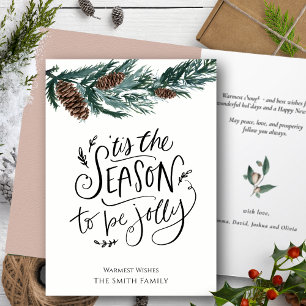 Cartes Pour Fêtes Annuelles C'Est La Saison D'Être Jolly Aquarelle Pine Cône