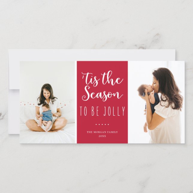 Cartes Pour Fêtes Annuelles 'C'Est La Saison D'Être Jolly Festive Red Photo (Devant)