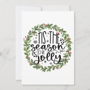 Cartes Pour Fêtes Annuelles C'est la saison d'être joyeux Couronne aquarelle