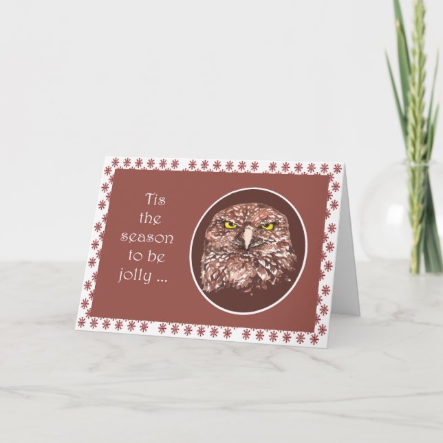 Cartes Pour Fêtes Annuelles C'est la saison Funny Grumpy Owl Noël (Devant)