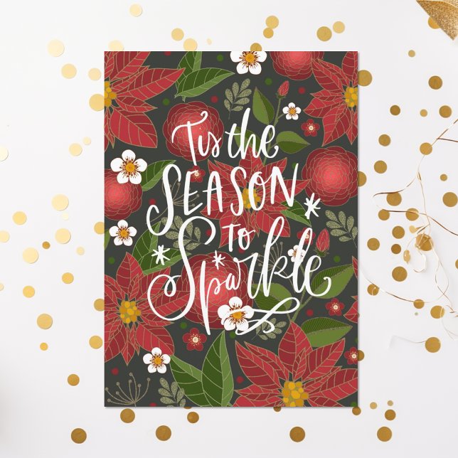 Cartes Pour Fêtes Annuelles C'Est La Saison Pour Éclater | Poinsettia rouge (Créateur téléchargé)