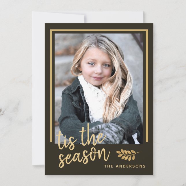 Cartes Pour Fêtes Annuelles C'Est La Saison Rustic Holiday Photo Flat Card (Devant)