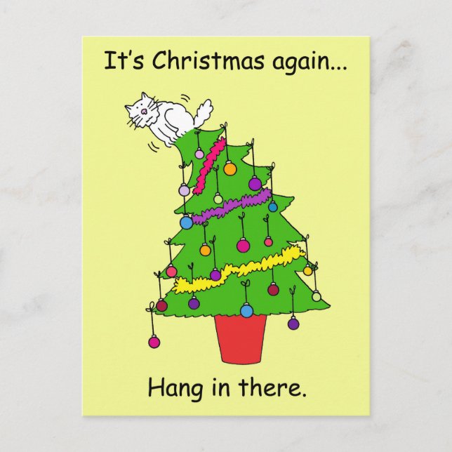 Cartes Pour Fêtes Annuelles C'est Noël encore Humour Chat (Devant)