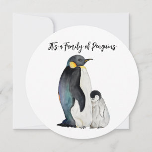 Cartes Pour Fêtes Annuelles C'est une famille de pingouins en aquarelle