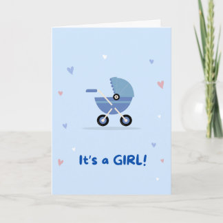 Cartes Pour Fêtes Annuelles C'est une fille (carte bleue)