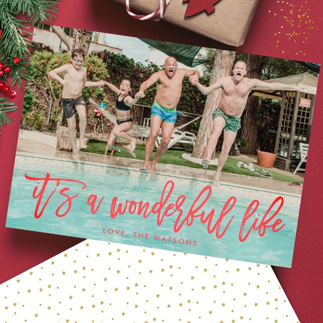 Cartes Pour Fêtes Annuelles C'est une merveilleuse vie RED Christmas Photo (Créateur téléchargé)