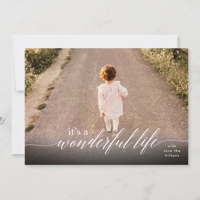 Cartes Pour Fêtes Annuelles C'est une Vie Merveilleuse en lettres blanches (Devant)
