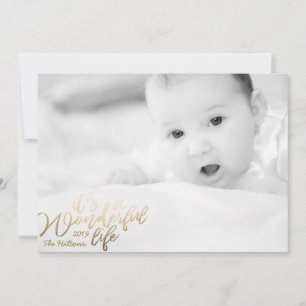 Cartes Pour Fêtes Annuelles C'est une vie merveilleuse Foil Gold Photo de Noël