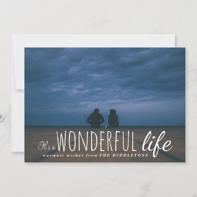 Cartes Pour Fêtes Annuelles C'Est Une Vie Merveilleuse Mignonne Script Photo D (Devant)
